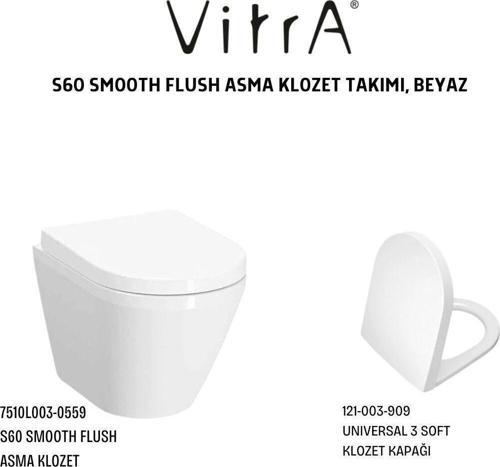 S60 Smooth Flush Asma Klozet 7510L003-0090, Unıversal 2 Soft Klozet Kapağı 121-003-909