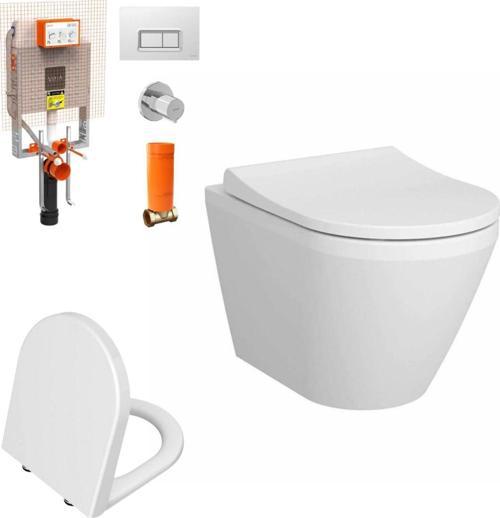 7041L003-0090Set Integra Round Rim-Ex Kanalsız Asma Klozet +Gömme Rezervuar + Yavaş Kapanır Ka