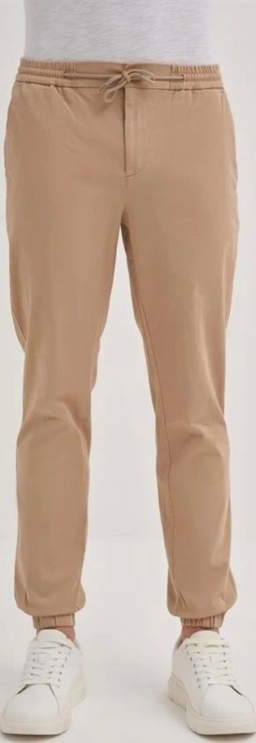 0004 Düğme Kapamalı Beli ve Paçası Lastikli Jogger Erkek Pantolon BEJ