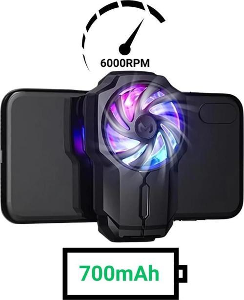 Kablosuz 700Mah Şarjlı 6000RPM 3 Hız Kademeli Dönüş Telefon Soğutucu Fan Soğutma Fanı Radyatör Soğutucu