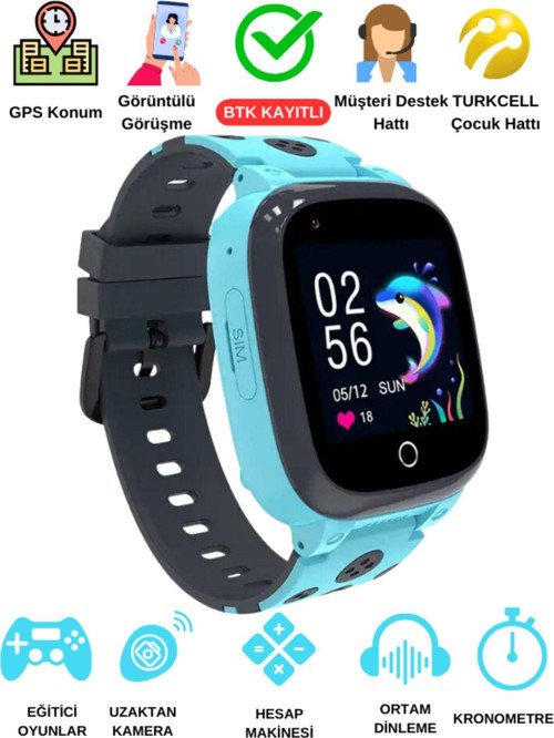 4G Görüntülü Konuşma Özellikli Ve Gps Konum Takipli Akıllı Çocuk Saati (Btk Kayıtlı-Yerli Üretim)