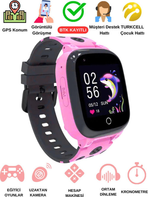 Uz 4G Görüntülü Konuşma Özellikli Gps Konum Takipli Akıllı Çocuk Saati Btk Kayıtlıyerli Üretim