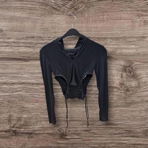 23Y23170 V Dik Yaka Bel Dekolteli Crop