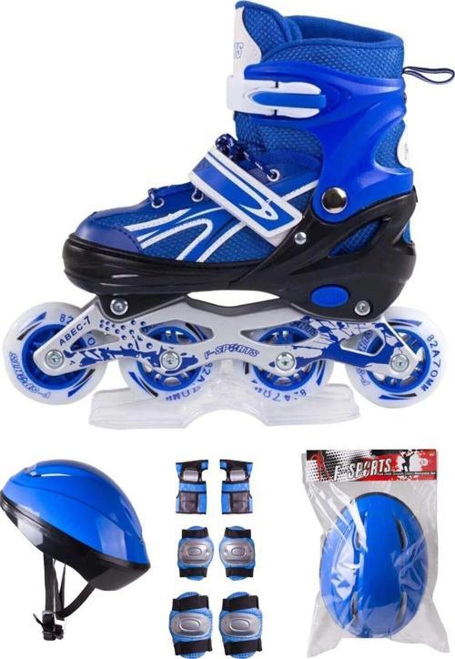 Çift Sıra Ayarlanabilir Alıştırma Pateni + Kask + Dizlik Seti 30-33