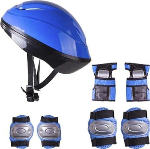 Mavi Kask Dizlik Dirseklik Koruyucu Set Ko11465