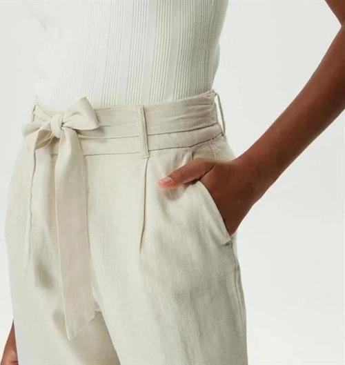 Yüksek Belli Linen Culotte Kadın Rengi Pantolon