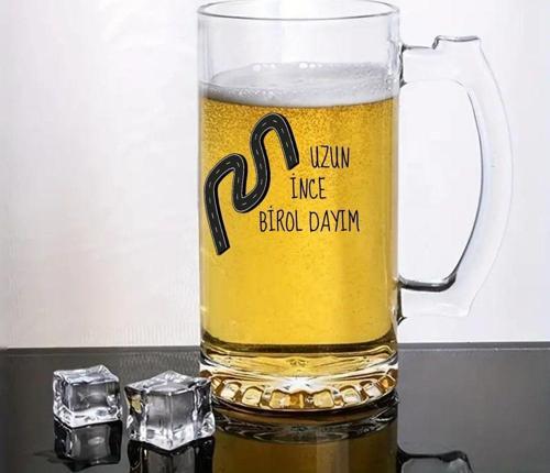 Uzun İnce Bir yoldayım Tasarımlı Arjantin Bira Bardağı Kulplu Bardak