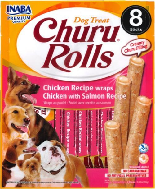 Churu Rolls Sticks Tavuk Sargılı ve Somonlu Köpek Ödül Maması 8li 12 gr