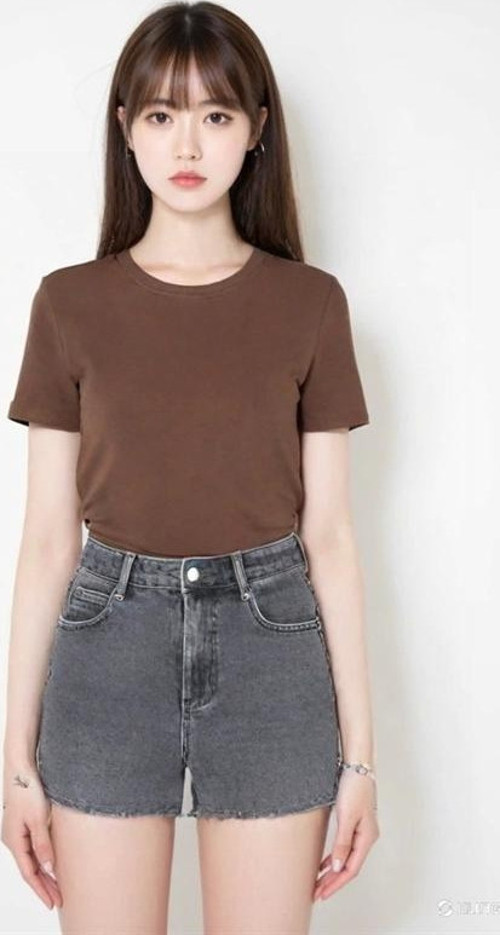 15339774 Likralı Fitilli Slim Fit Kadın T-Shirt Kahve