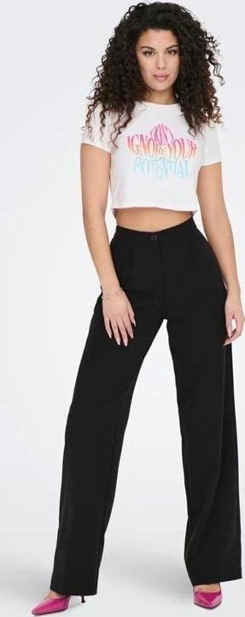 Baskılı Bisiklet Yaka Crop T-Shirt