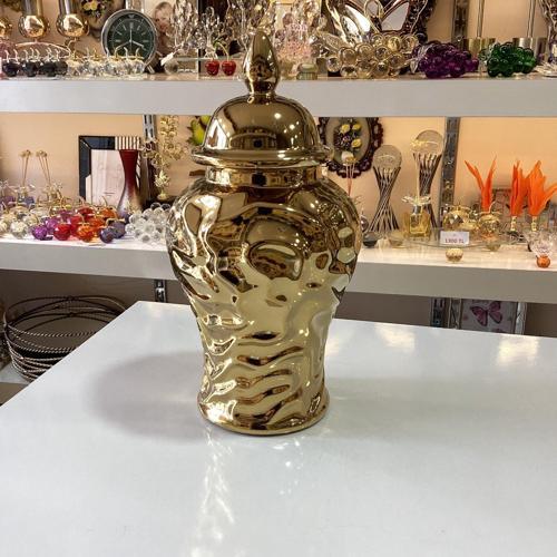 Dekoratif Seramik Gold Renk Küp 27 cm