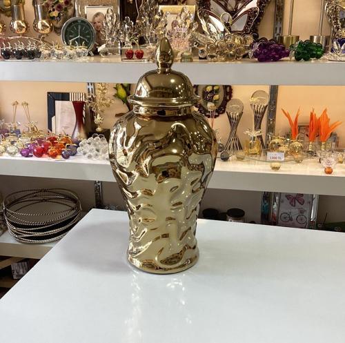 Dekoratif Seramik Gold Renk Küp 33,5 cm