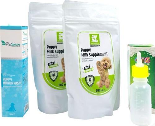 2 Adet Nanbell Yavru köpek Süt Tozu 200 ml+Biberon 60 Ml+Yavru ve Anne Köpekler Için Vitamin Pasta 100GR