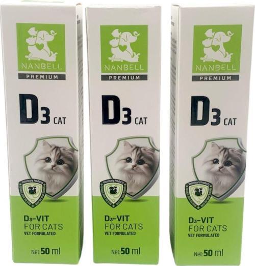 3 Kutu Kediler İçin D Vitamini Takviyesi 50 Ml