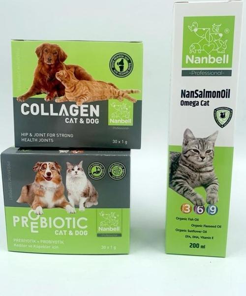 Kediler İçin Omega3-6-9 + Prebiyotik 30x1gr +Kolajen 30x1gr