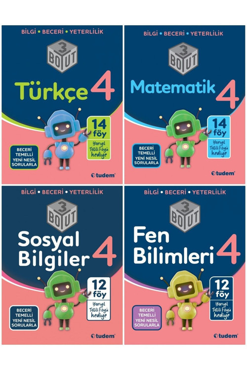 4. Sınıf 3 Boyut 4'Lü Set (Türkçe Matematik Sosyal B. Fen B.) - Tudem Yayınları