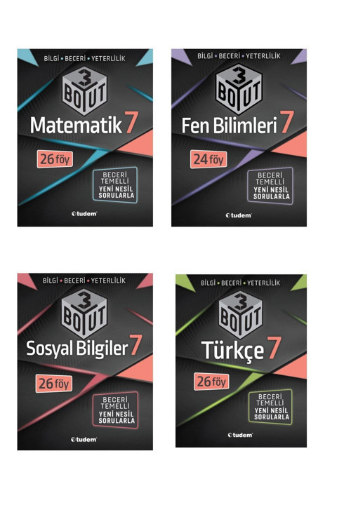 Tudem 7.Sınıf 3 Boyut Konu Matematik+Fen Bilimleri+Türkçe+Sosyal Bilgiler Seti