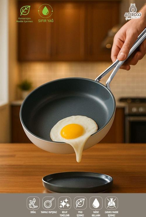 Sera Nova Yanmaz Yapışmaz Seramik Tava 24 cm – Beyaz