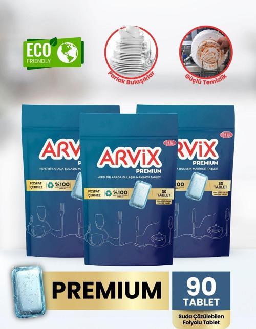 Hepsi Bir Arada Bulaşık Makinesi Tableti Premium 3 Paket 90'Lı