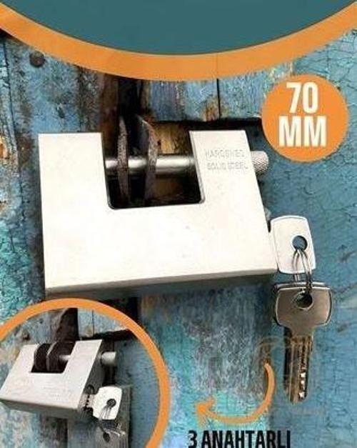 ModaCar Çelik Kayar Milli Asma Kilit 70 MM 3 anahtarlı