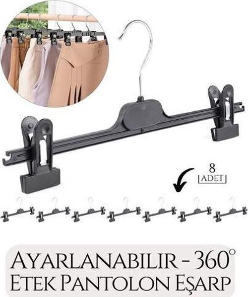 Etek Pantolon Eşarp Kıskaçlı Askı 8 li SET