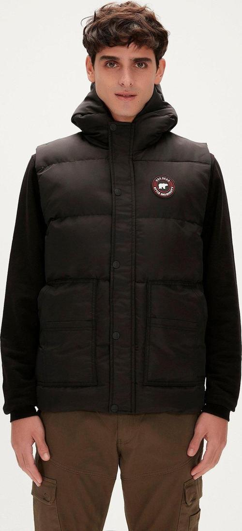Finder Vest Siyah Erkek Kapüşonlu Puffer Yelek