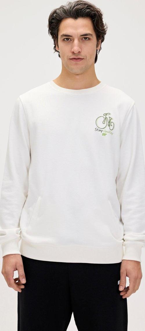 Runway Beyaz Erkek Baskılı Sweatshirt
