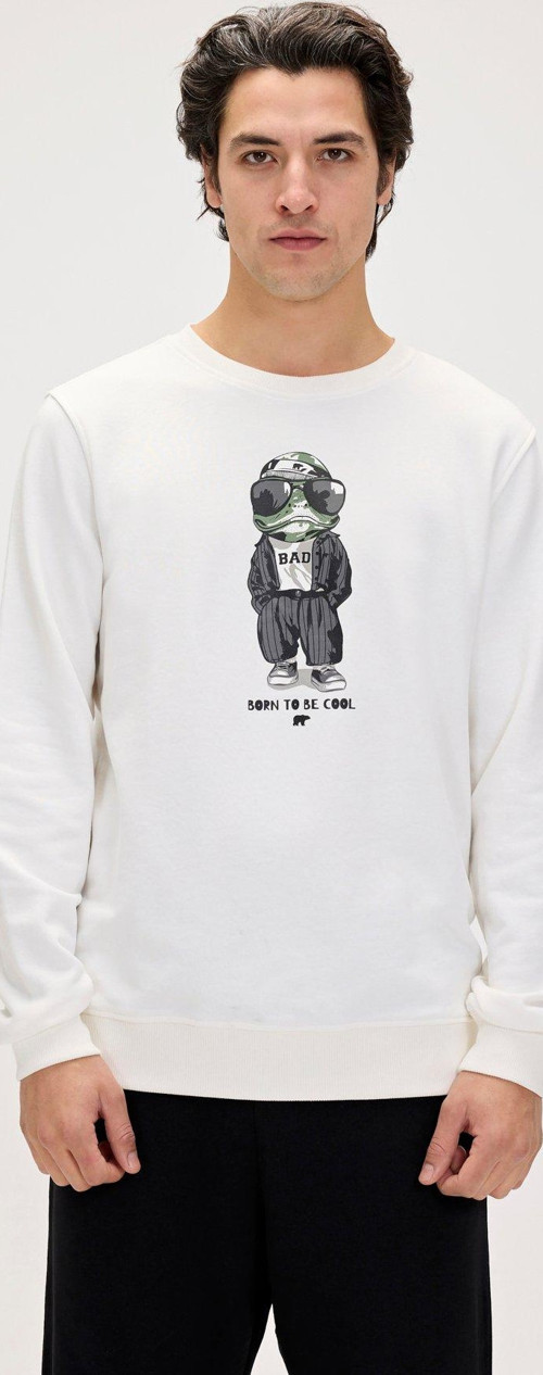 Gator Beyaz Erkek Baskılı Sweatshirt