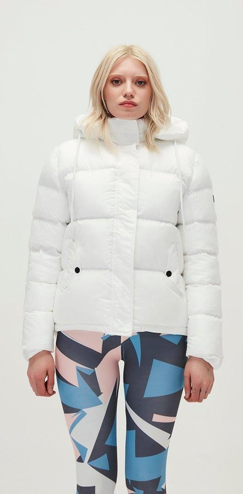 Tinkerbell Puffer Off-White Beyaz Kapüşonlu Kadın Mont