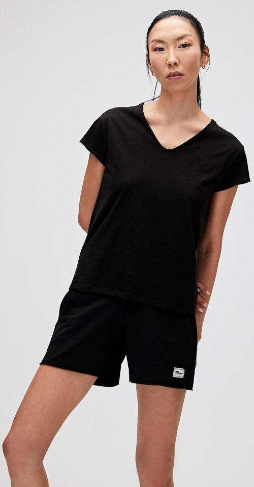 Violet V-Neck T-Shirt Siyah Basic Kadın Tişört