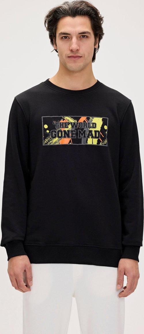 Caen Siyah Erkek Baskılı Sweatshirt
