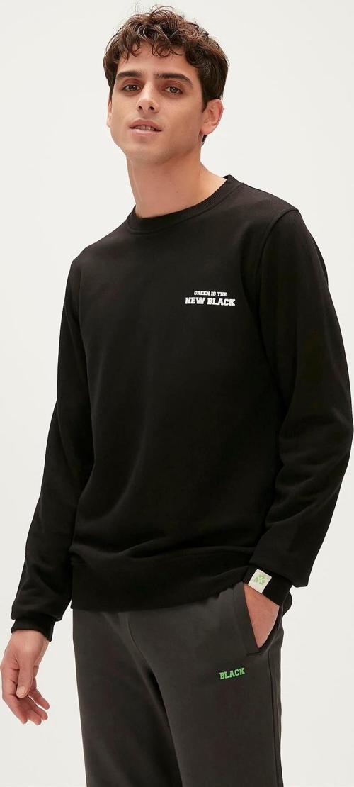 Re-World Recycle Siyah Baskılı Erkek Sweatshirt