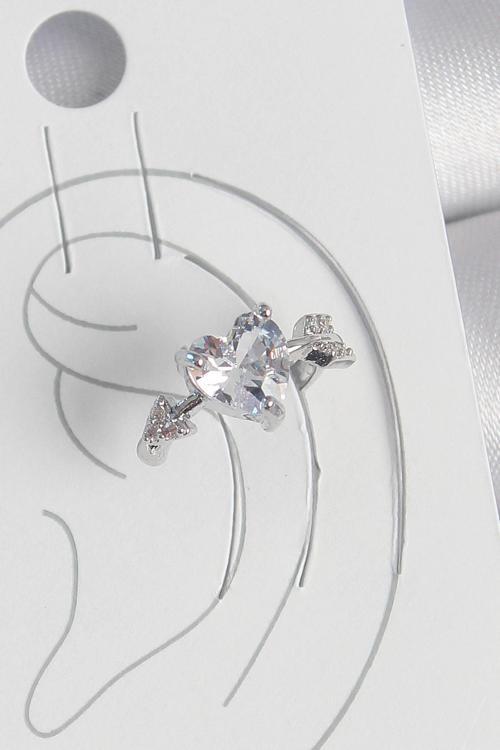 Pirinç Gümüş Renk Zirkon Taşlı Yıldız Model Kadın Kıkırdak Küpe - EBJ250522W34180