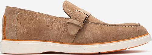 Erkek Hafif Tabanlı Toka Detaylı Loafer Gerçek Süet Deri CR 2406 VİZON