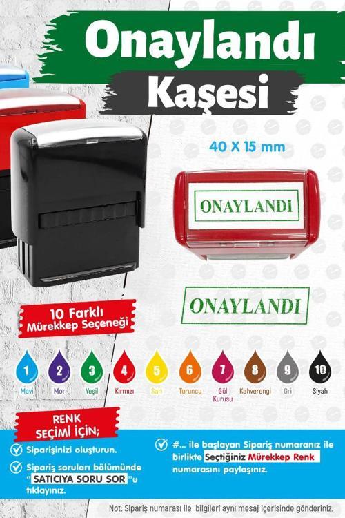 Çerçeveli Onaylandı Kaşesi 10 Renk Mürekkep Seçeneği -T1435