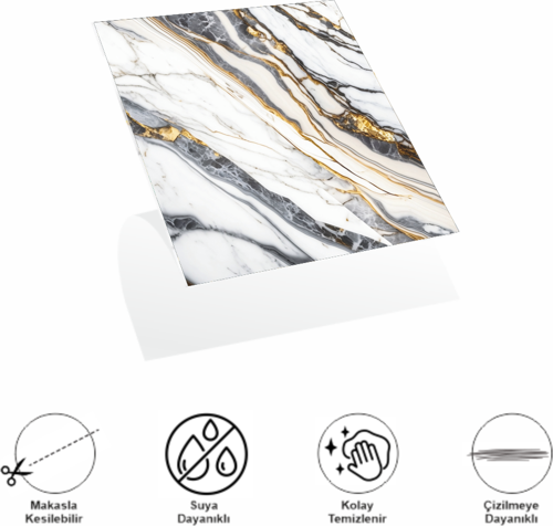 DecoHandy Pvc Yapışkanlı Yer Karosu 30x30cm 4'Lü Paket - Beyaz İnci 0,36m2