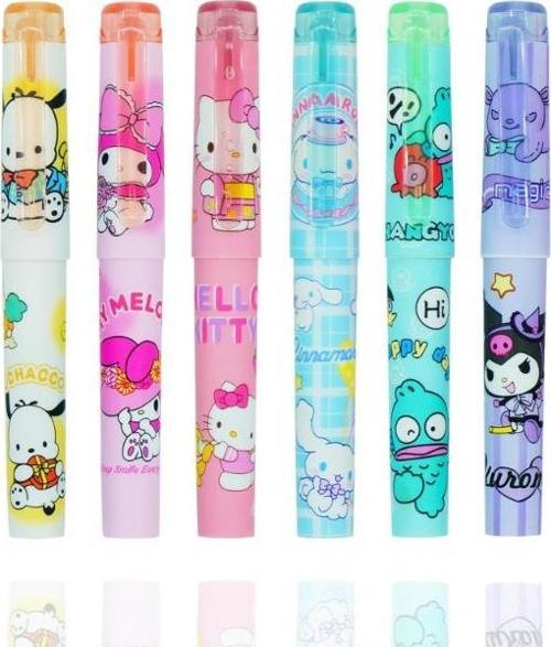 6'lı Fosforlu Kalem Seti - Hello Kitty Kuromi ve Arkadaşları
