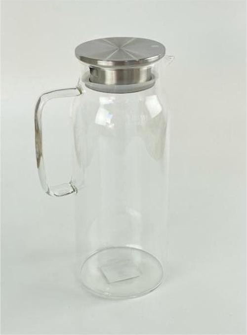 1500 ml Borosilikat Cam Su Sürahisi - Metal Kapaklı ve Isıya Dayanıklı