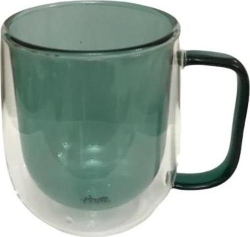 Çift Cidarlı Cam Kupa Yeşil Renk