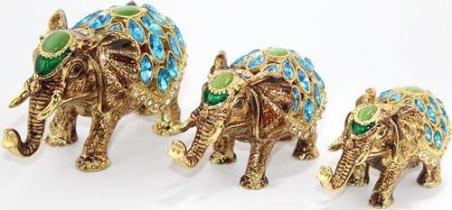 Swarovski Taşlı 3'lü Fil Figürü Model 2