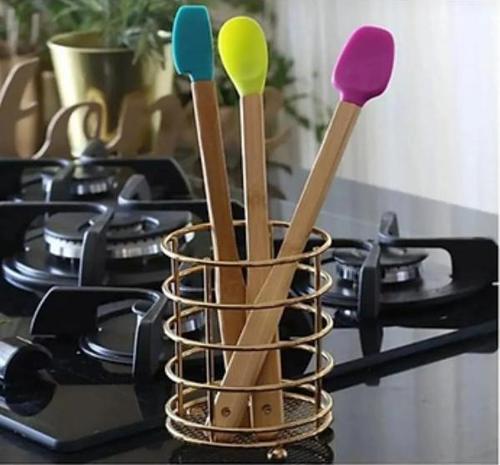 Silikon Uçlu Isıya Dayanıklı Bambu Spatula 3'lü Set