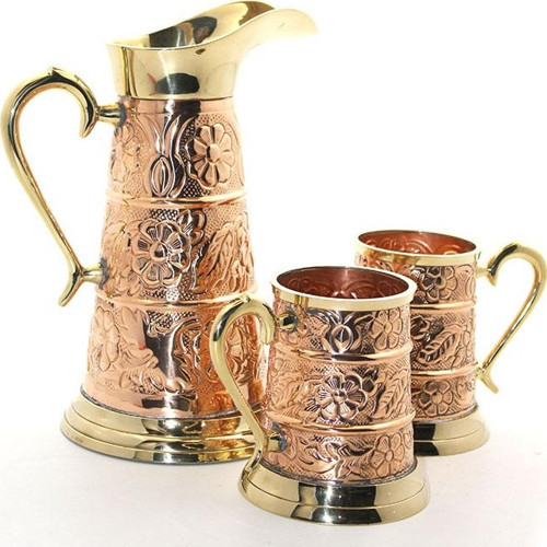 Pirinç 2 Bardaklı Sürahi Seti