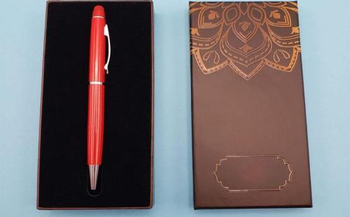 Mandala Desenli Kutulu Kırmızı Touchpen Tükenmez Kalem
