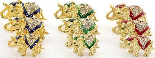 Swarovski Taşlı 3'lü Fil Figürü Model 1