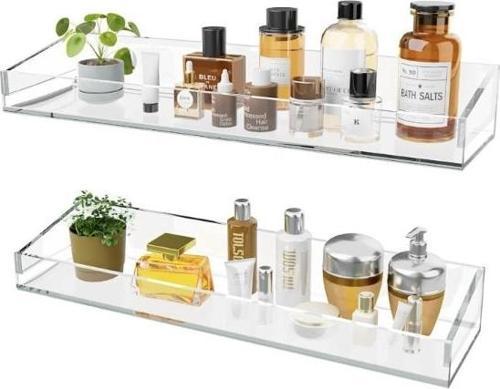 2'li Şık ve Minimalist Tasarımlı Şeffaf Duvar Rafı