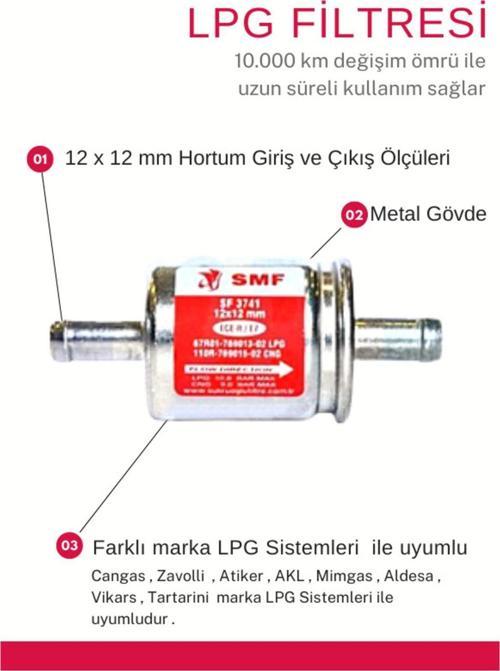 Lpg Otogaz Filtresi 12x12 Cangas , Zavolli , Atiker , Akl , Aldesa , Mimgas , Vikars Uyumlu