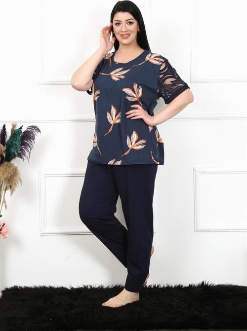 Kadın 5XL-6XL-7XL-8XL Büyük Beden Kısa Kol Pijama Takım 75005