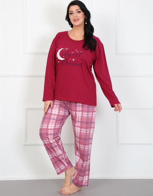Kadın %100 Pamuk Büyük Beden Pijama Takım 202177