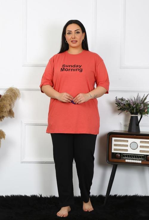 Kadın Büyük Beden Mercan Pijama Takımı 202404
