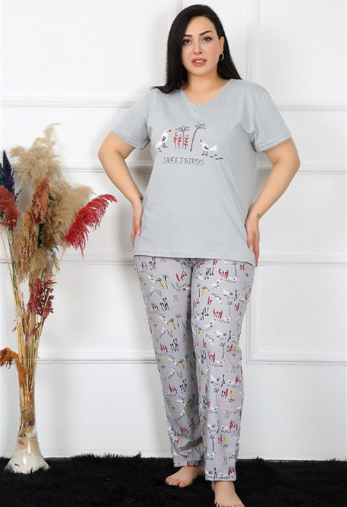 Kadın Büyük Beden Kısa Kol Pijama Takım 202189